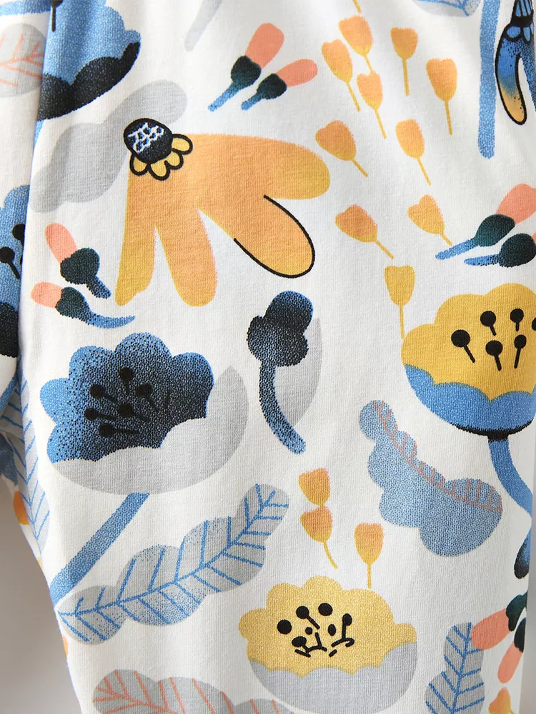 Children's Floral Print Elastic Waist Pants, image 3