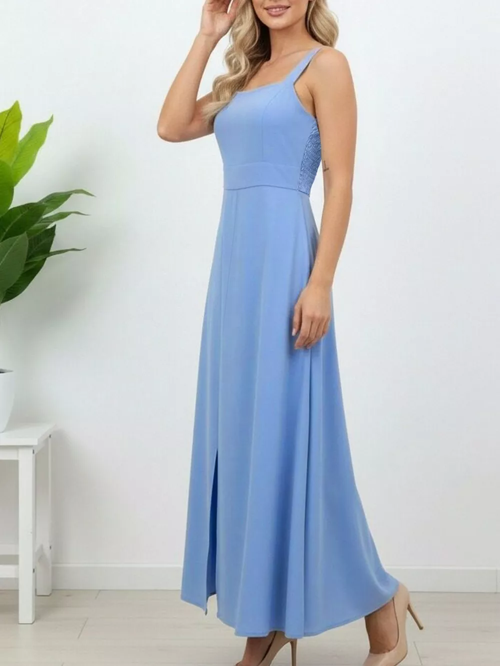 Slit Wide Strap Maxi Dress, image 3