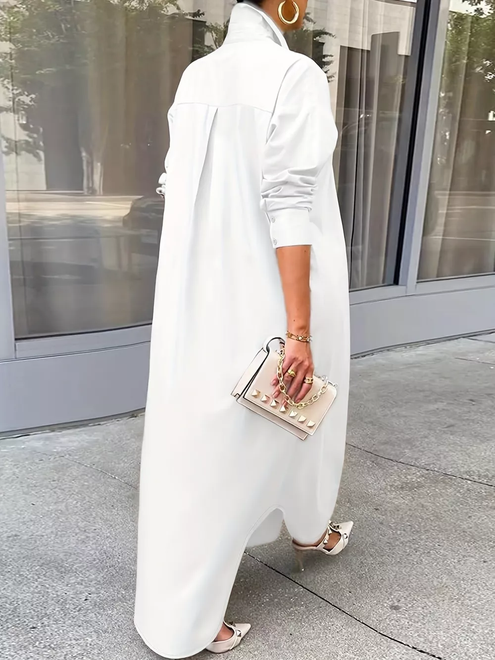 Plus Size Longline Button-Down Shirt, image 4