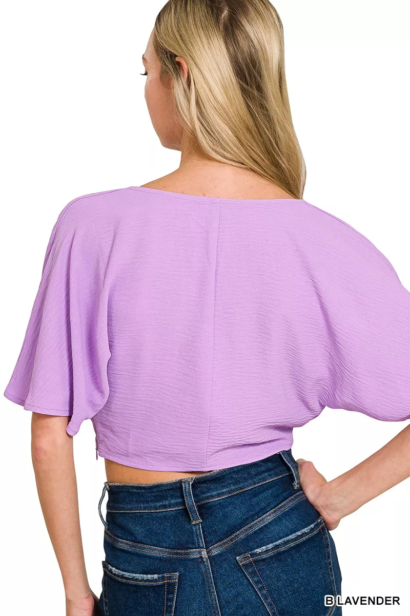Woven Airflow Twisted Top & Wide Leg Pants Set, image 4