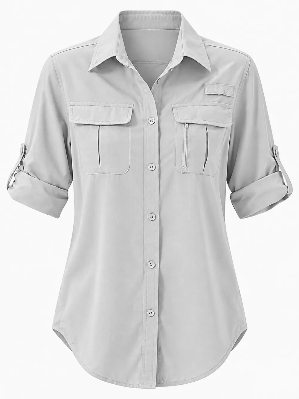 Full Size Button-Down Roll-Up Sleeve Shirt Plus Size, image 10