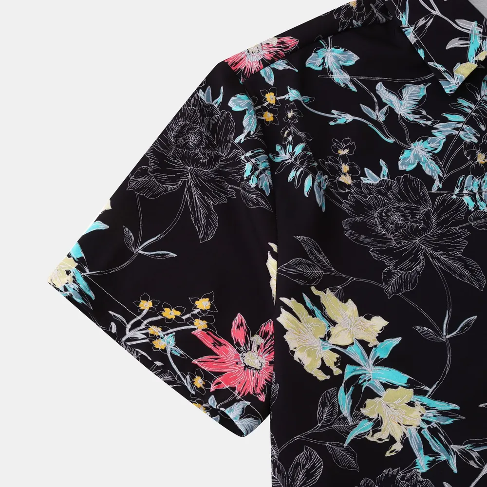 Men's Plus Size Floral Print Short Sleeve Button Down Casual Shirt, image 21