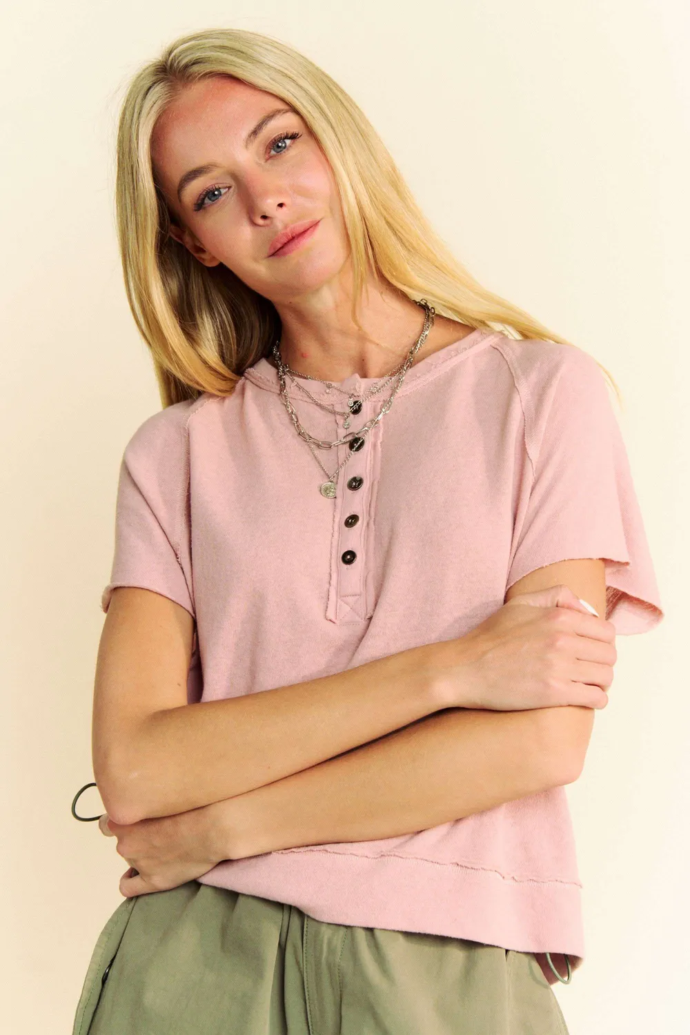 Breezy Knit Fabric Short Sleeve T-shirt Top, image 2