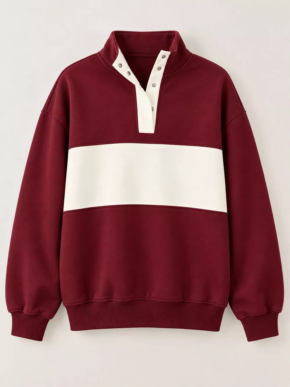 Full Size Color Block Snap-Button Sweatshirt Plus Size, image 9