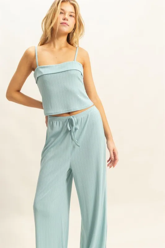 Rib Knit Cami Top and Pants Set, image 4