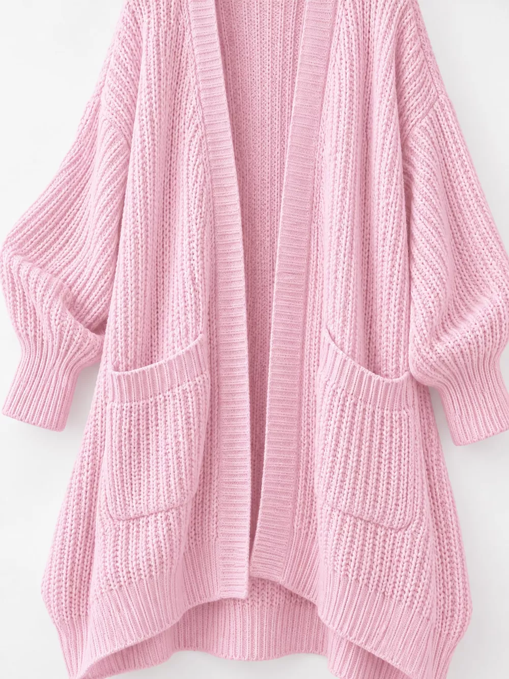 Full Size Chunky Knit Openwork Front Longline Cardigan Plus Size, image 53