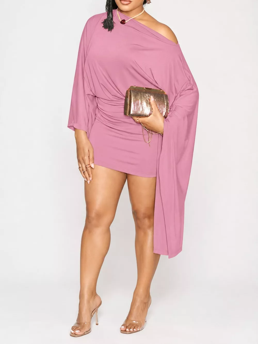 One-Shoulder Draped Bodycon Mini Dress, image 13