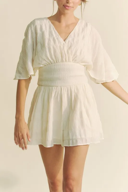 Batwing Sleeve Waist Belt Romper, image 6