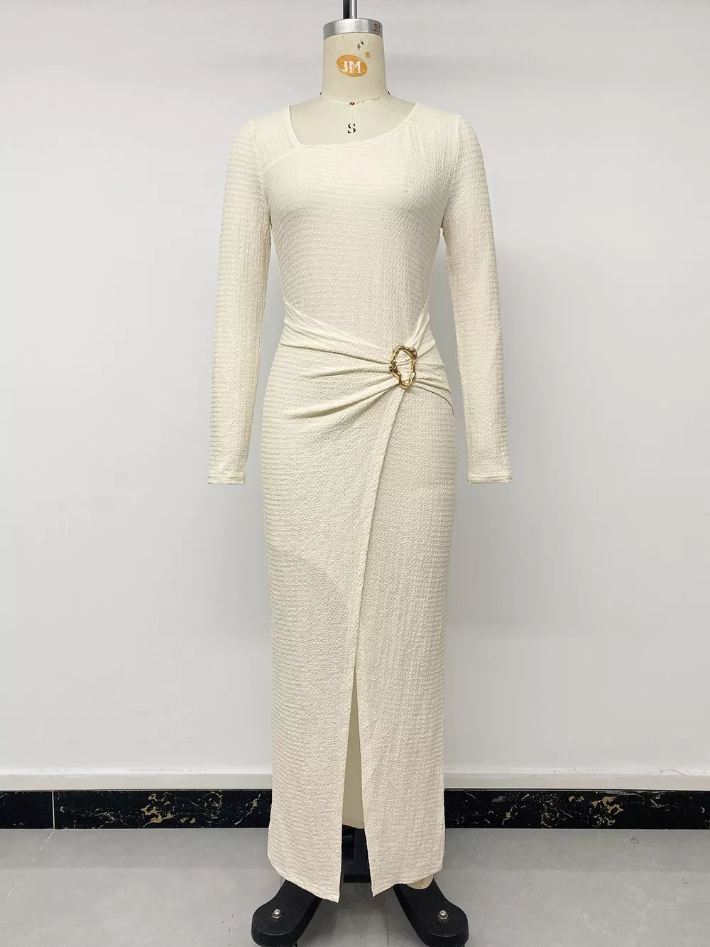 Elegant Long Sleeve Ruched Midi Dress, image 6