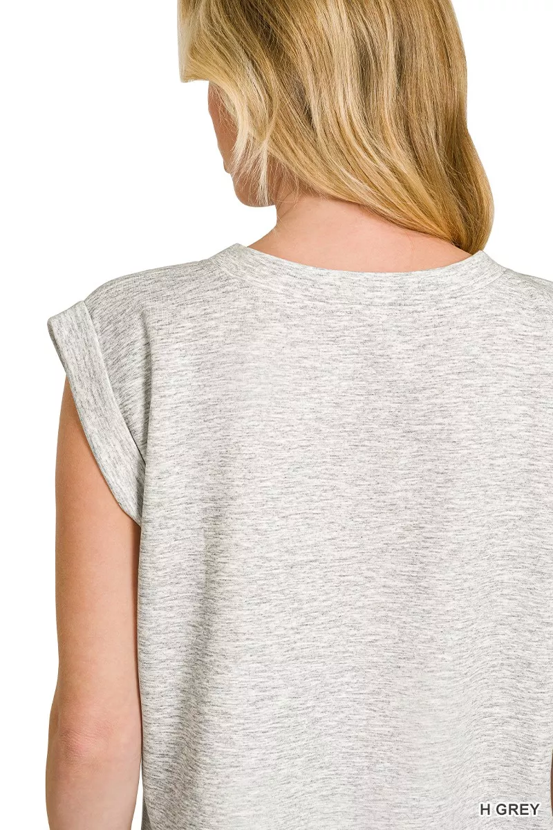 Scuba Round Neck Cap Sleeve Top, image 2