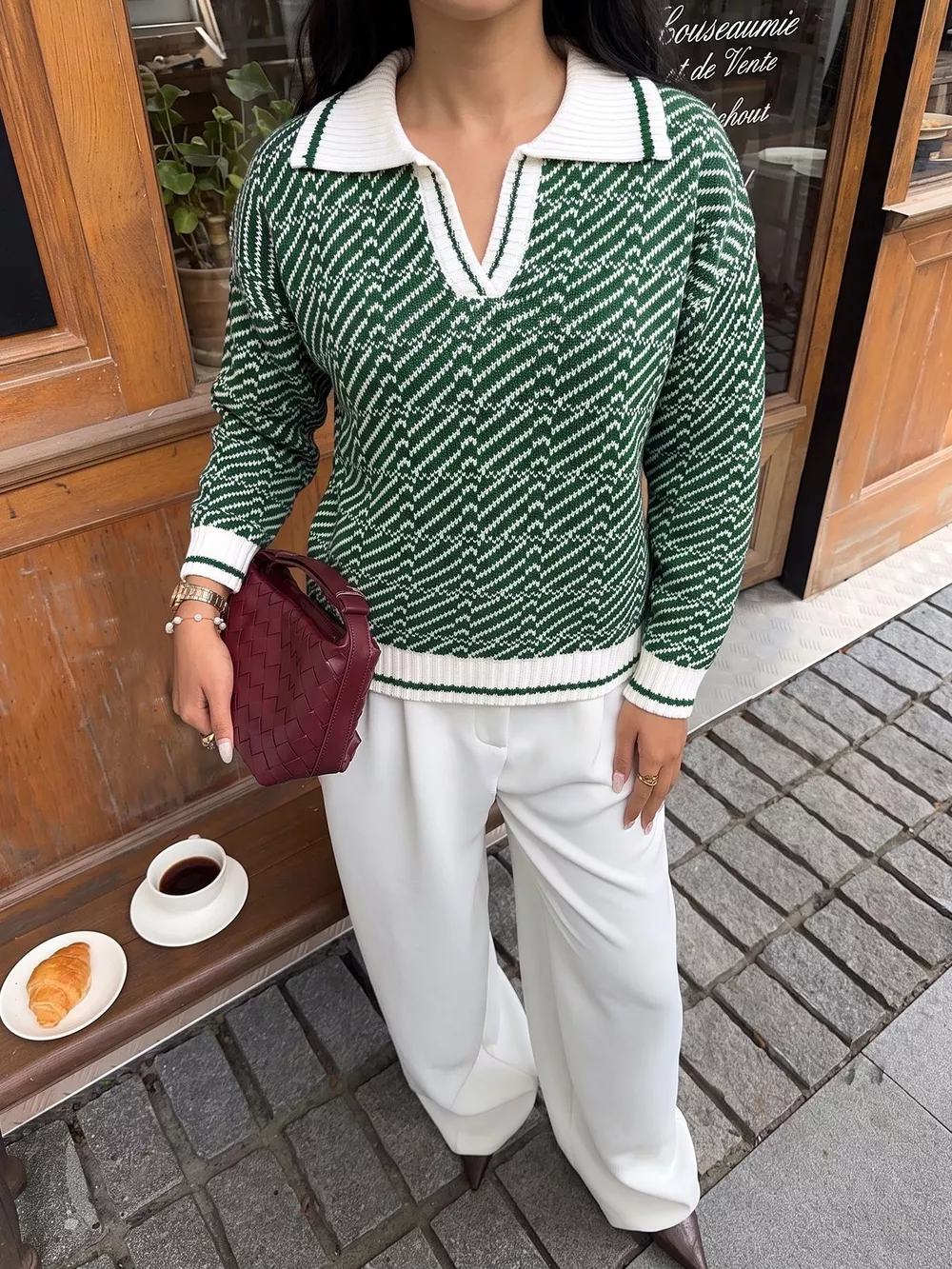 Geometric Patterned Collared Sweater, image 2