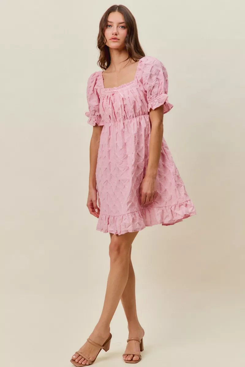 Texture Woven Ruching On Bust Mini Dress, image 3