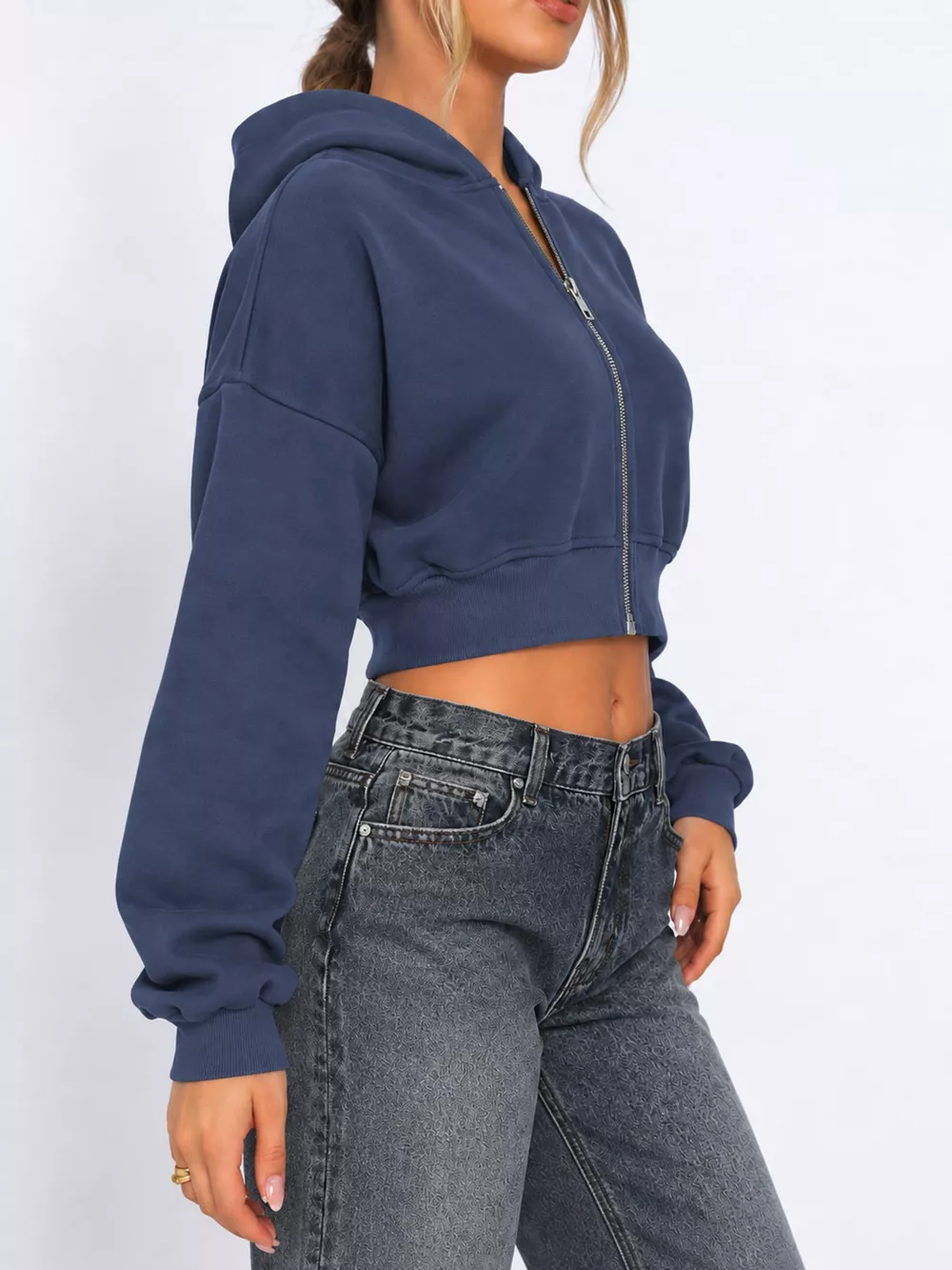 Zip-Up Cropped Hoodie, image 7