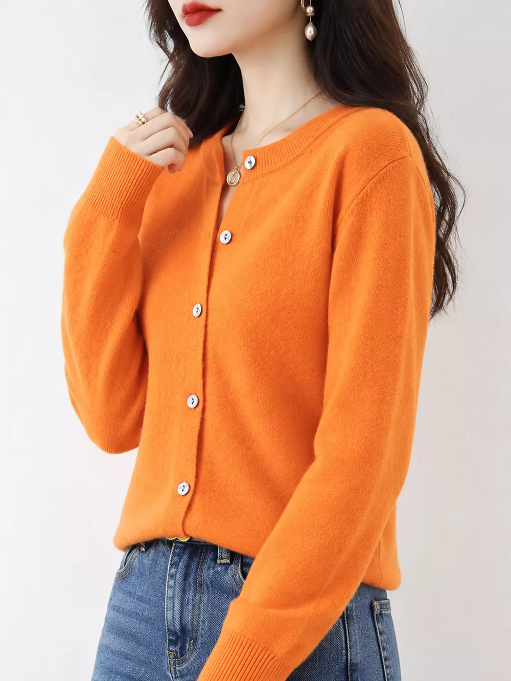 Crew Neck Button-Down Cardigan, image 89