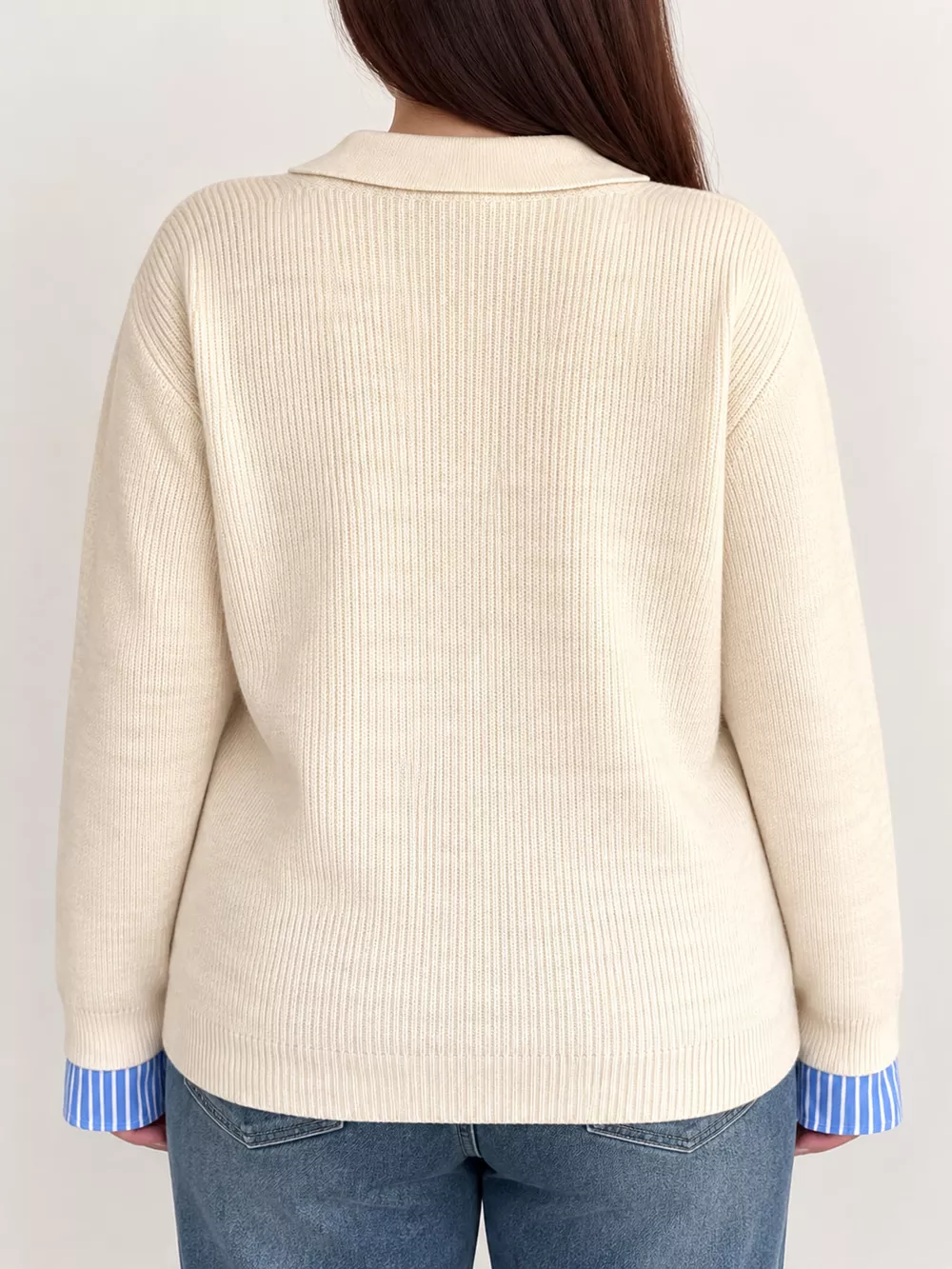 Plus Size Layered Look Striped Long Sleeve Sweater, image 9