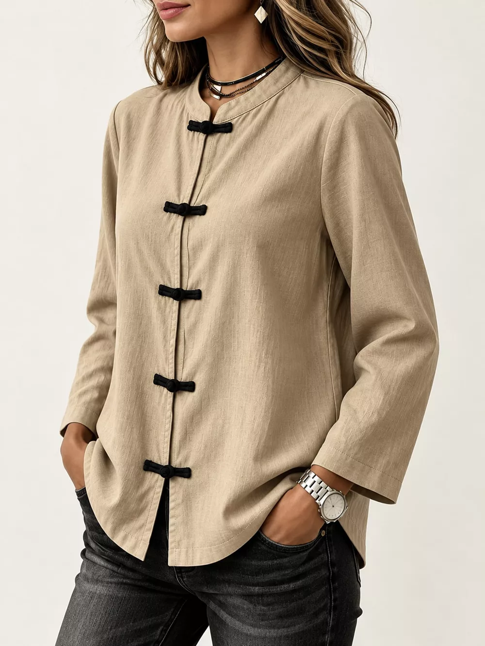 Chinese Style Mandarin Collar Blouse, image 10