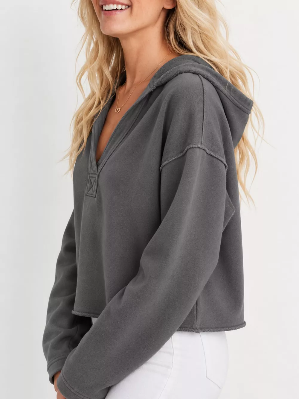 Dropped Shoulder Cropped Hoodie, image 19