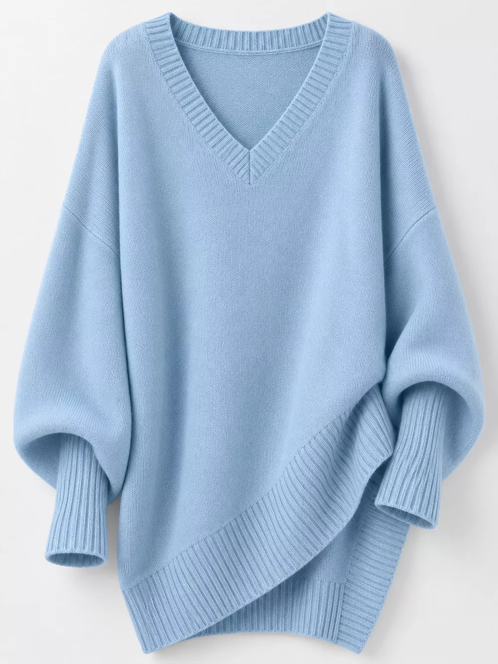 Full Size V-Neck Oversized Batwing Sleeve Sweater Plus Size, image 10