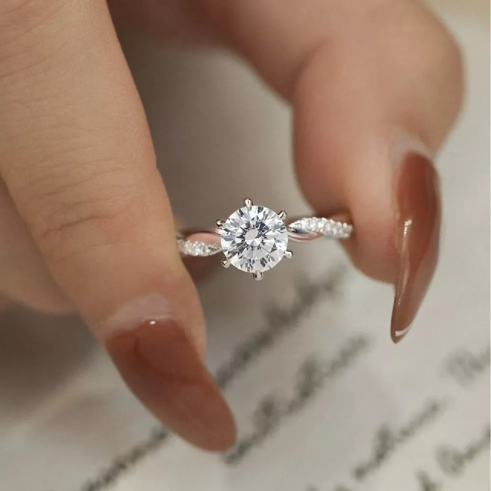 1 Carat 925 Sterling Silver Moissanite Ring, image 5