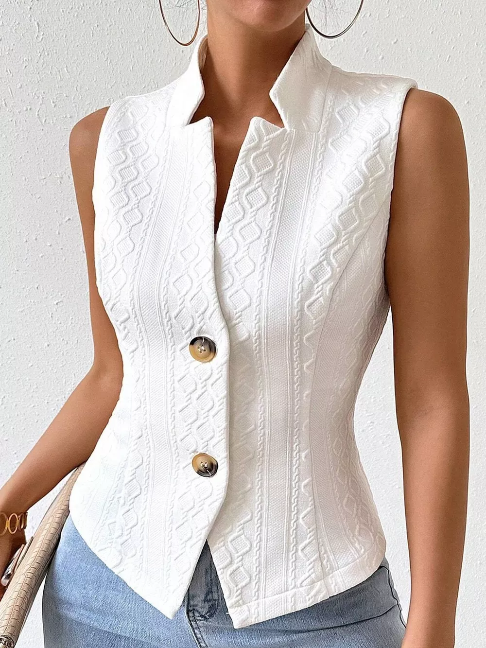 Textured Single-Breasted Vest Coat, image 3