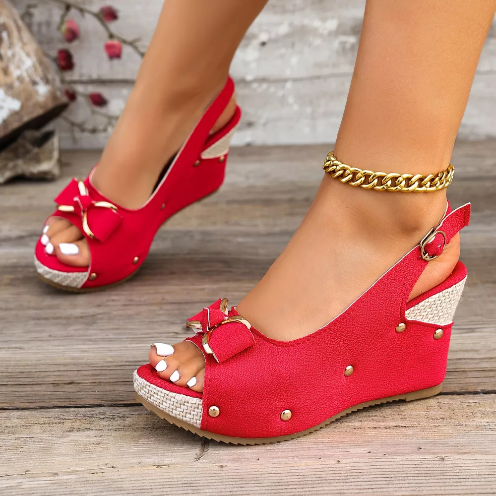 Peep Toe Wedge Sandals, image 6