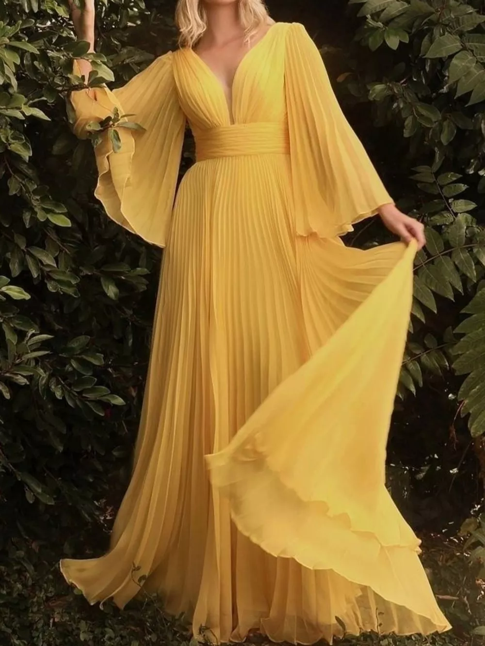 V-Neck Pleated Maxi Dress, image 9