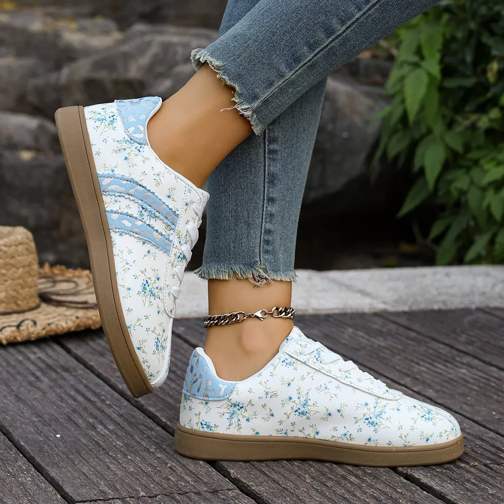 Floral Print Flats Sneakers, image 2