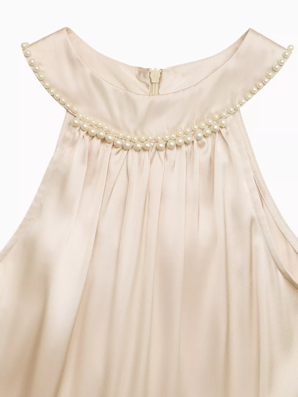 Pearl Halter Satin Midi Dress, image 7