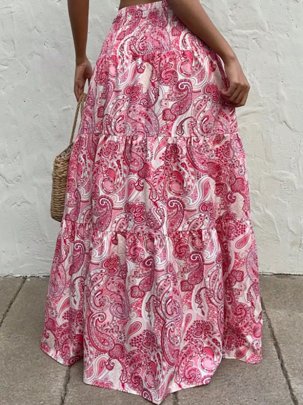 Paisley Print Tiered Maxi Skirt, image 10