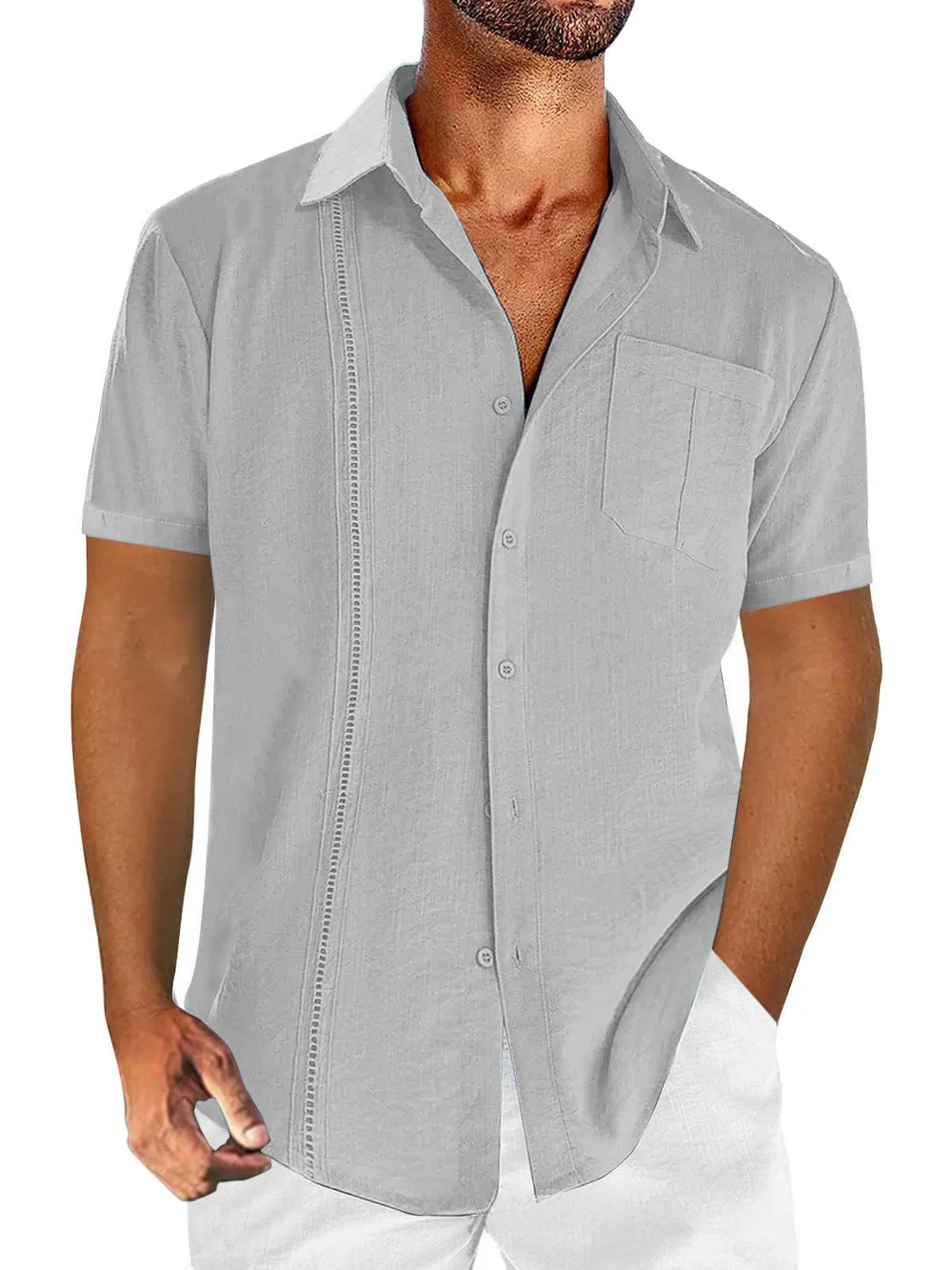 Men's Full Size Casual Short Sleeve Button Down Shirt Plus Size, image 5