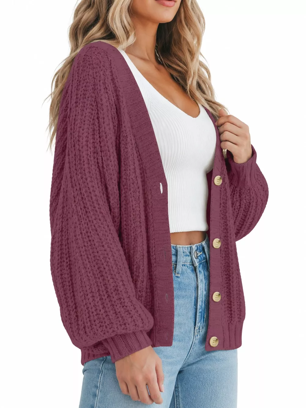 Full Size Chunky Knit Button-Down Cardigan Plus Size, image 20