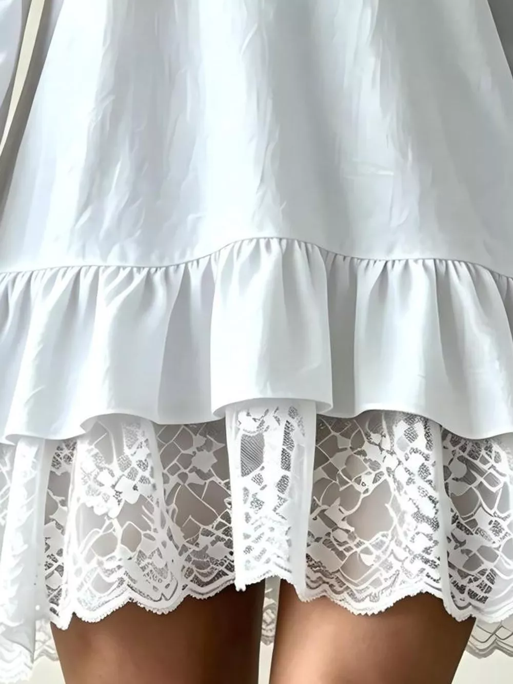 Lace Hem V-Neck Flounce Sleeve Dress, image 5