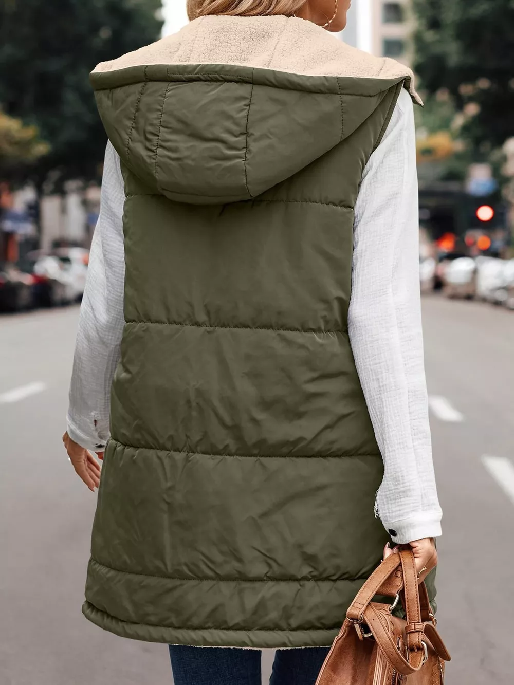 Full Size Hooded Sherpa-Lined Puffer Vest Coat Plus Size, image 17