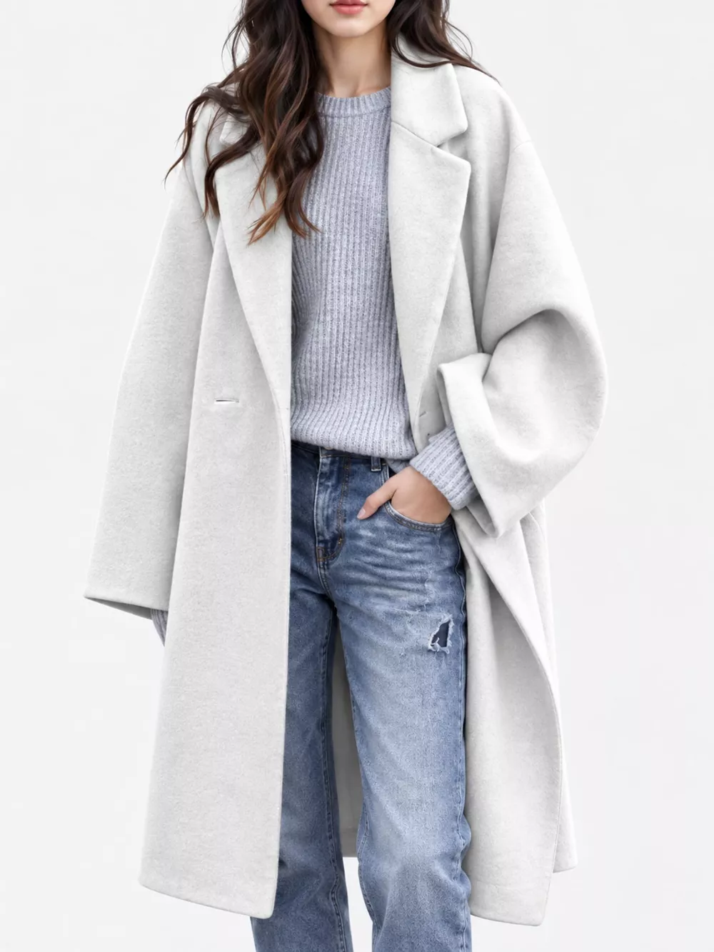 Full Size Lapel Collar One Button Coat Plus Size, image 28