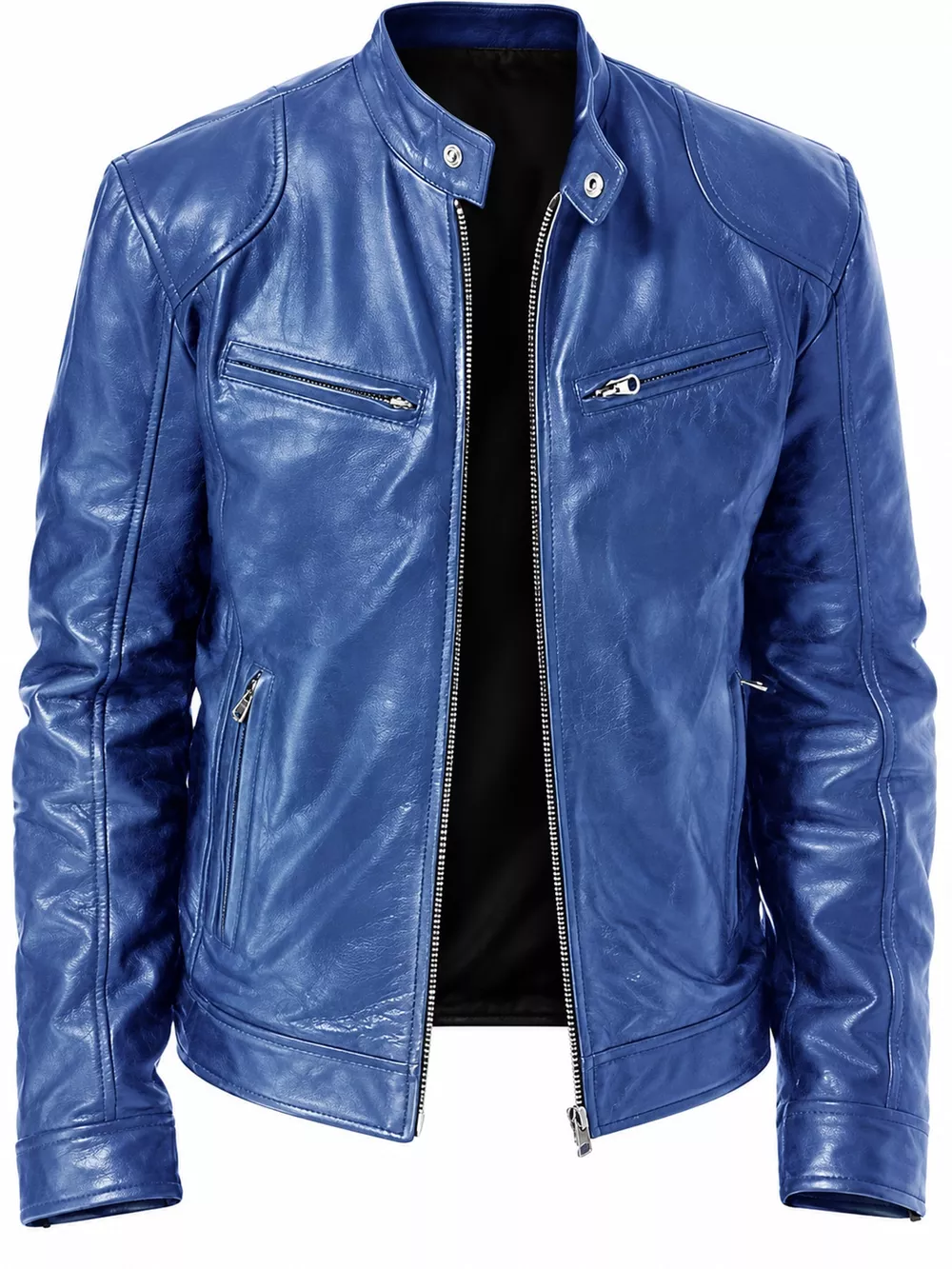Men's Full Size Faux Leather Zip Up Jacket Plus Size, image 75