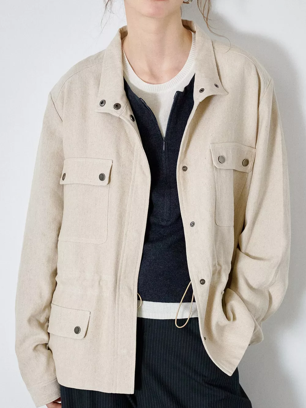 Multi-Pocket Snap Down Jacket