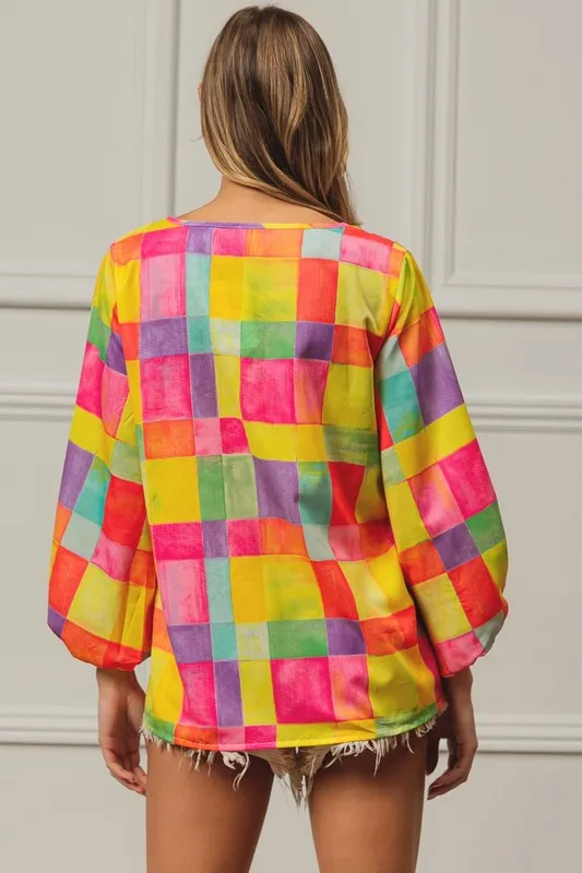Multi Block Bubble Pop Ballon Top, image 3