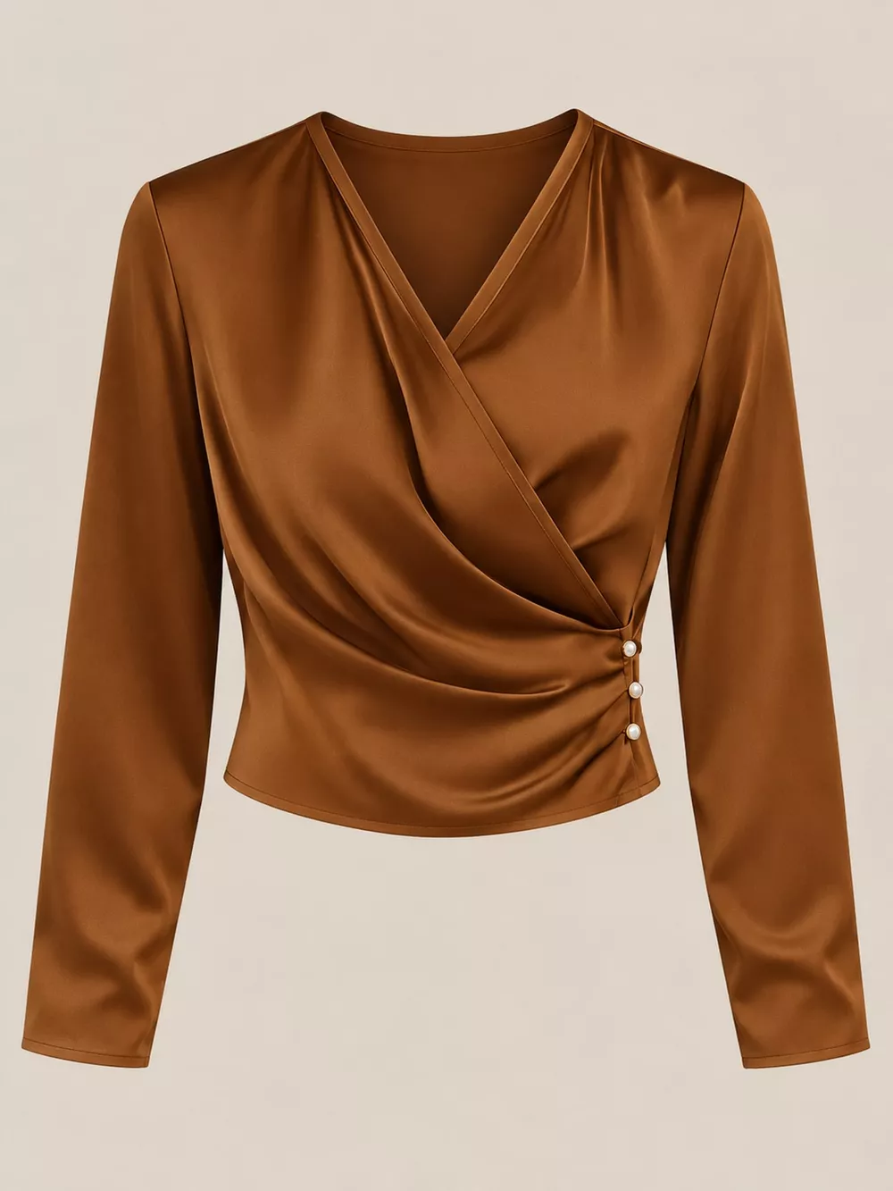 Satin Surplice Long Sleeve Blouse, image 40