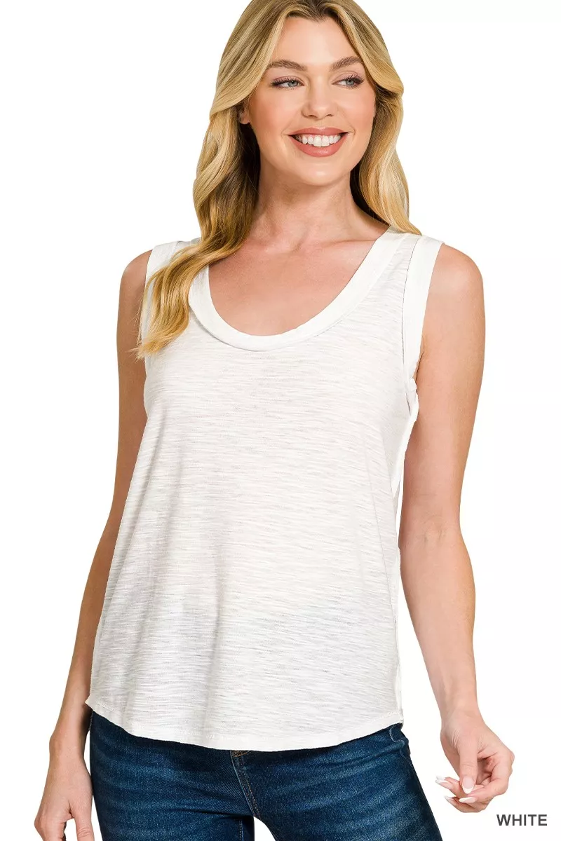 Slub Raw Edge Detail Tank Top