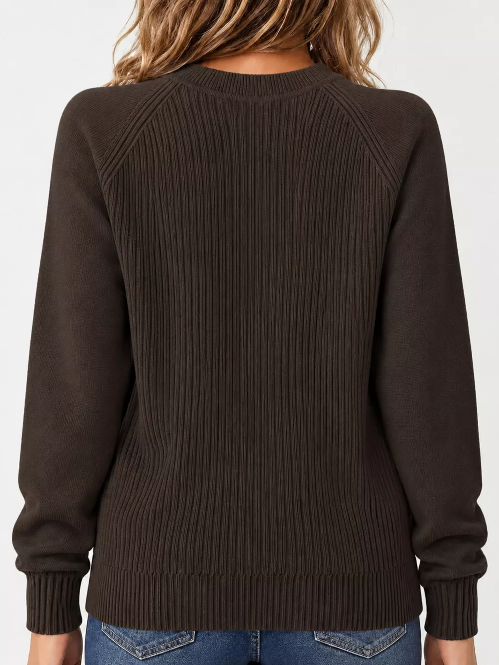 Full Size Ribbed Knit Raglan Sleeve Sweater Plus Size, image 20