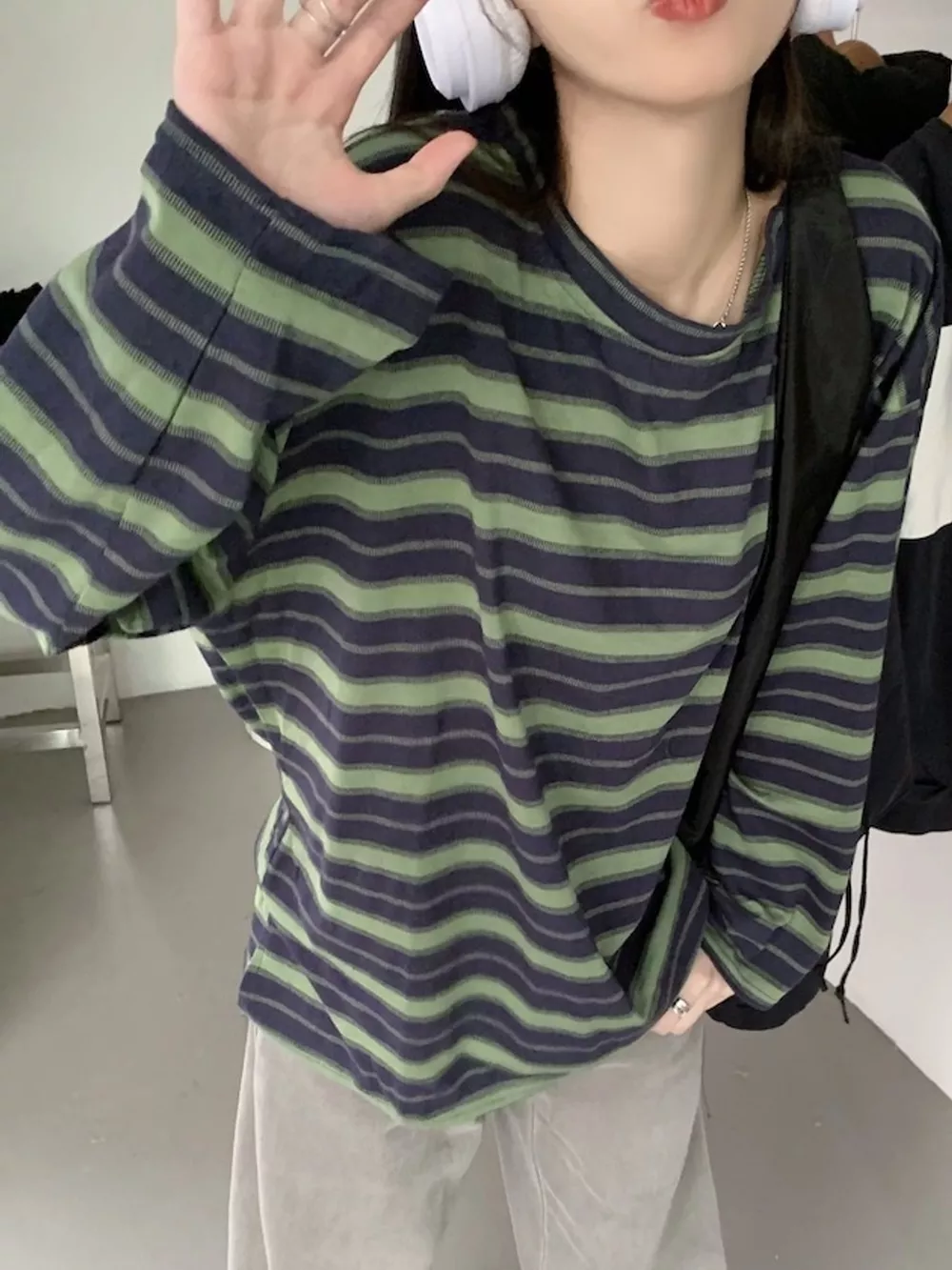 Oversized Striped Crew Neck T-Shirt, image 7