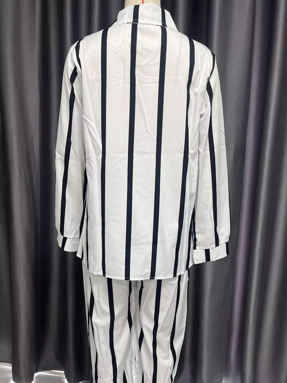 Striped Button-Down Shirt and Wide-Leg Pants Two-Piece Set, image 13