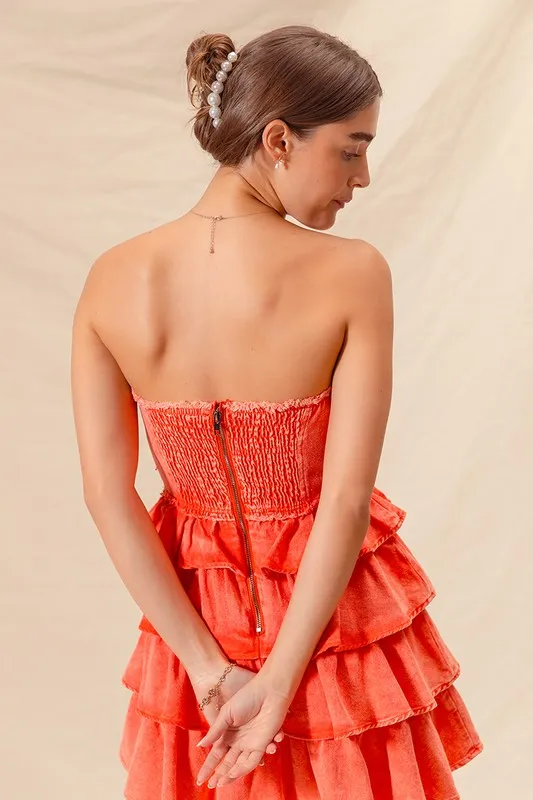 Strapless Ruffle Layered Game Day Cheer Up Dress, image 2