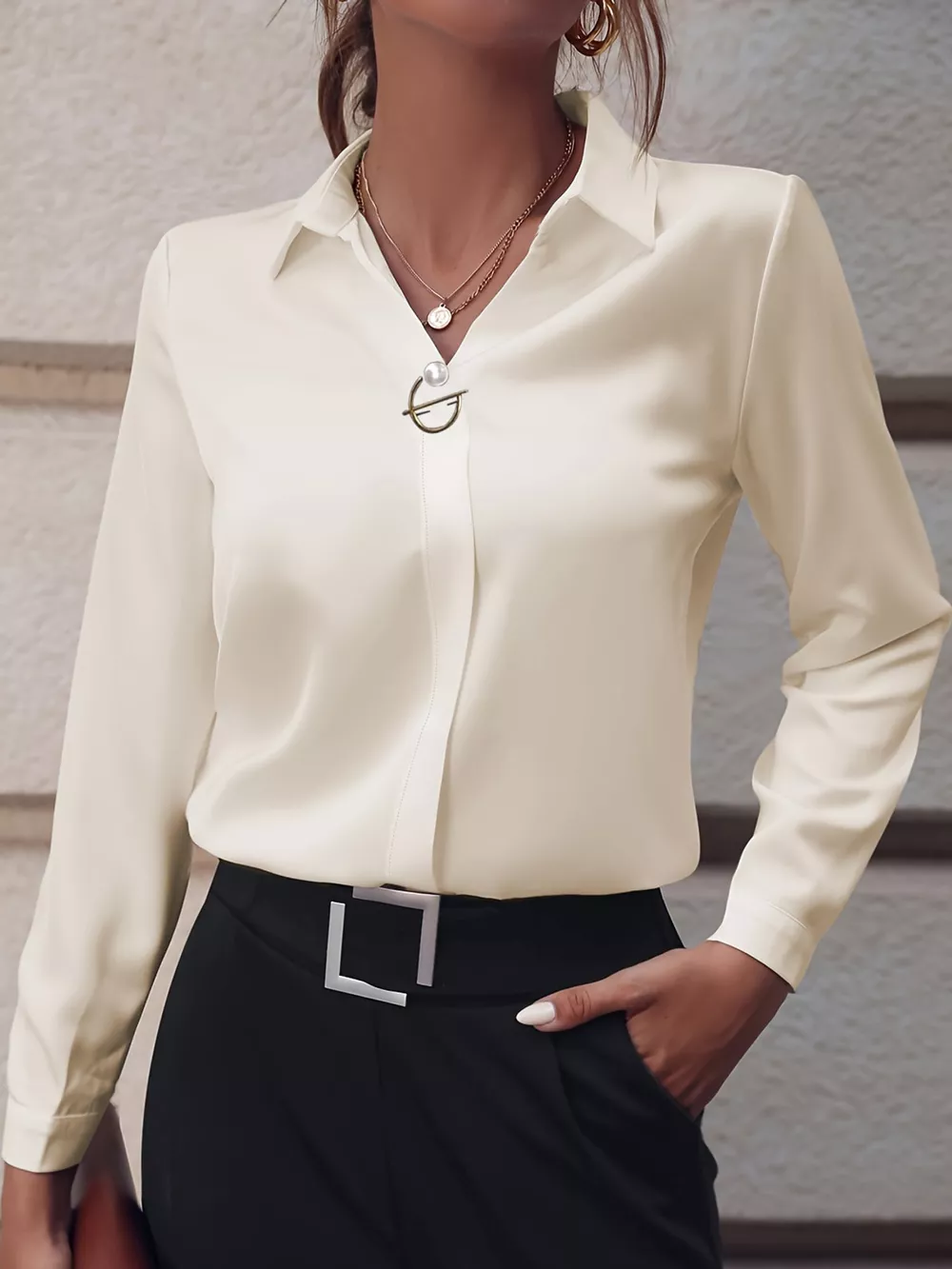 Long Sleeve Satin Blouse, image 54