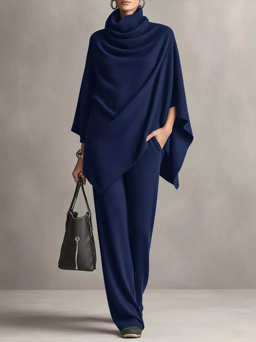 Full Size Turtleneck Poncho and Wide-Leg Pants Set Plus Size, image 19
