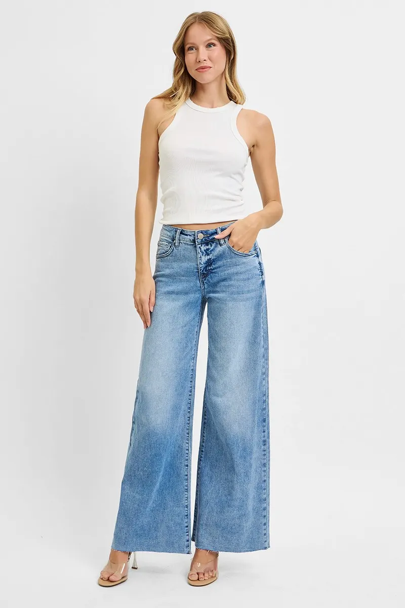 Full Size Tummy Control High Rise Ankle Palazzo Jeans Plus Size, image 2