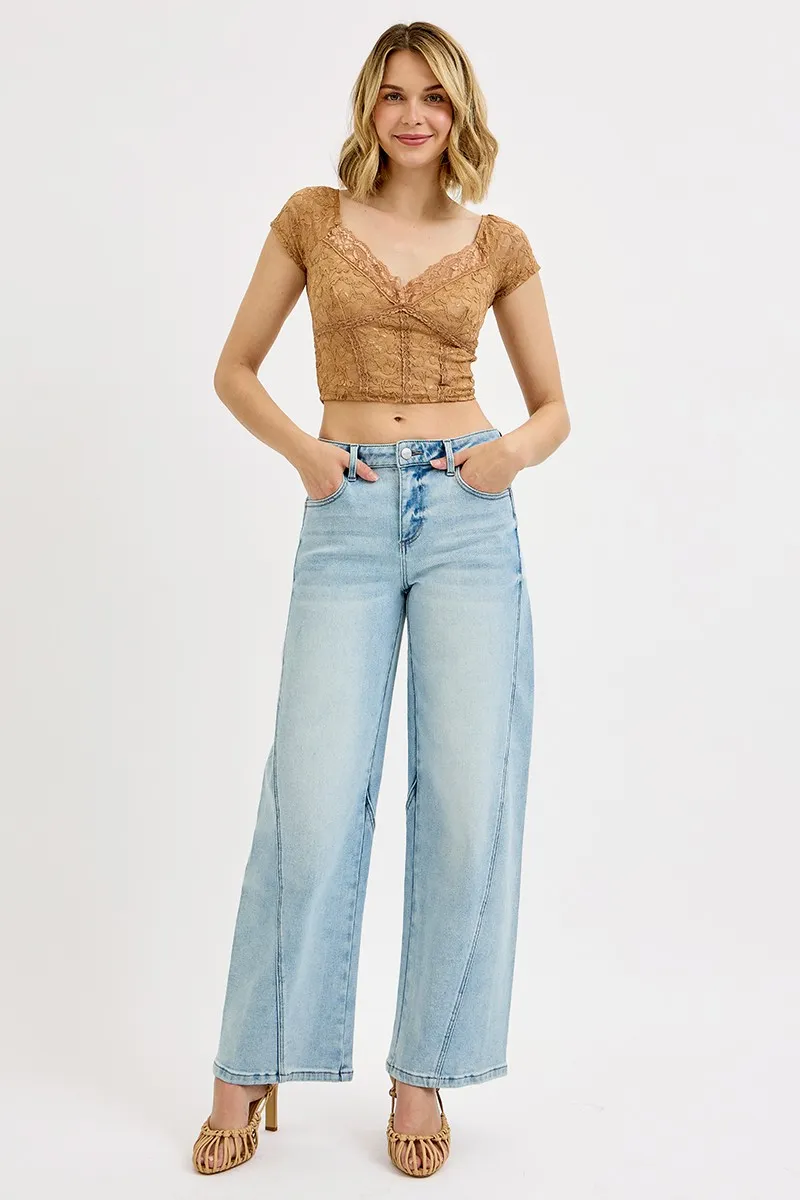 Full Size Mid Rise Fit Barrel Jeans Plus Size, image 3