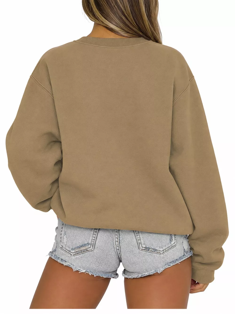 Full Size Solid Color Long Sleeve Sweatshirt Plus Size, image 50