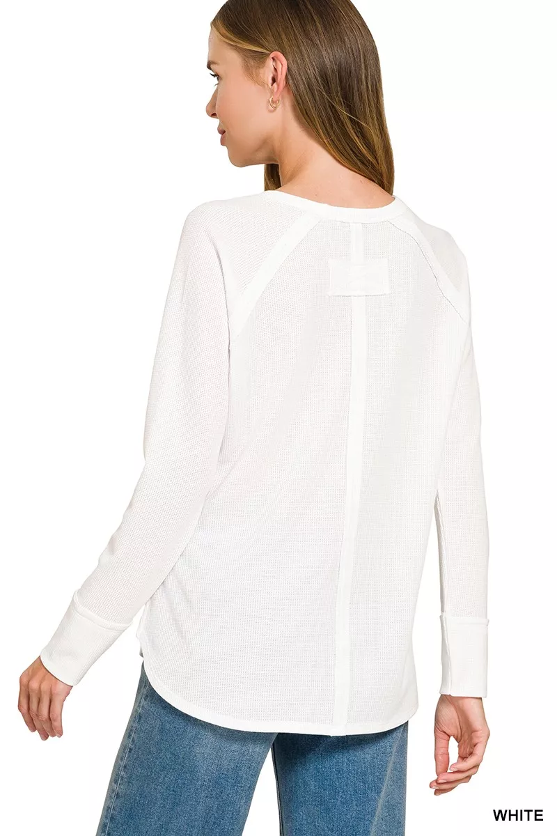 Zenana Baby Waffle Long Sleeve Top, image 3