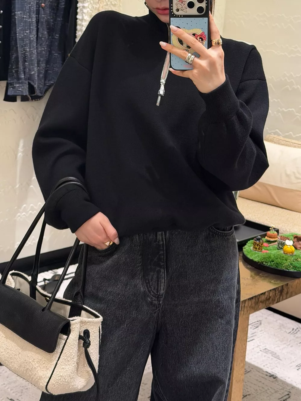 Half-Zip Dropped Shoulder Sweater, image 10